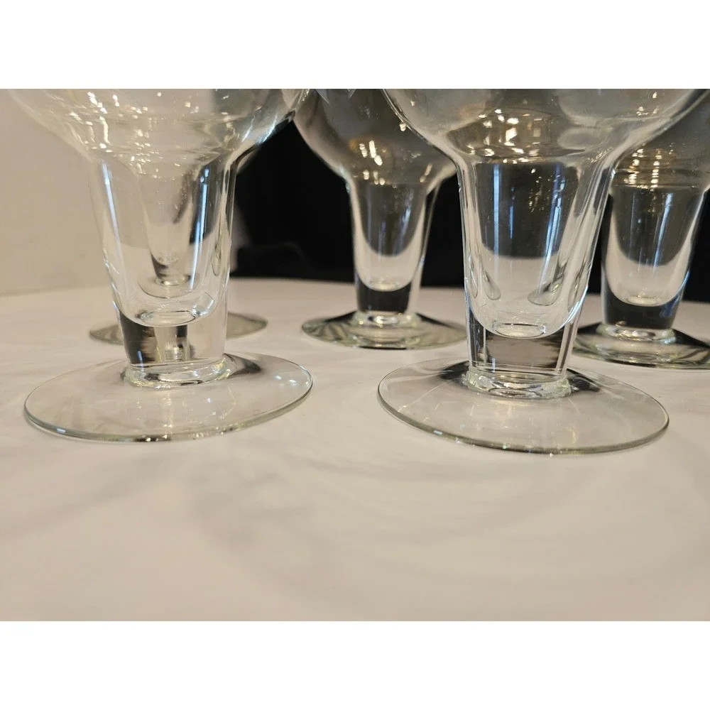 Set of 5 Vintage Monogrammed R Etched Glass Cocktail Beer Stemmed‎ Glasses